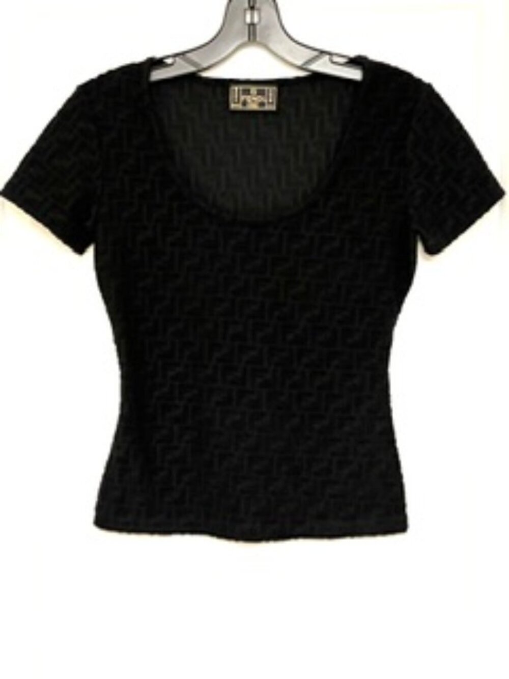 Fendi Monogram FF Logo Women’s Black T-Shirt ( Vintage ), Made in Italy